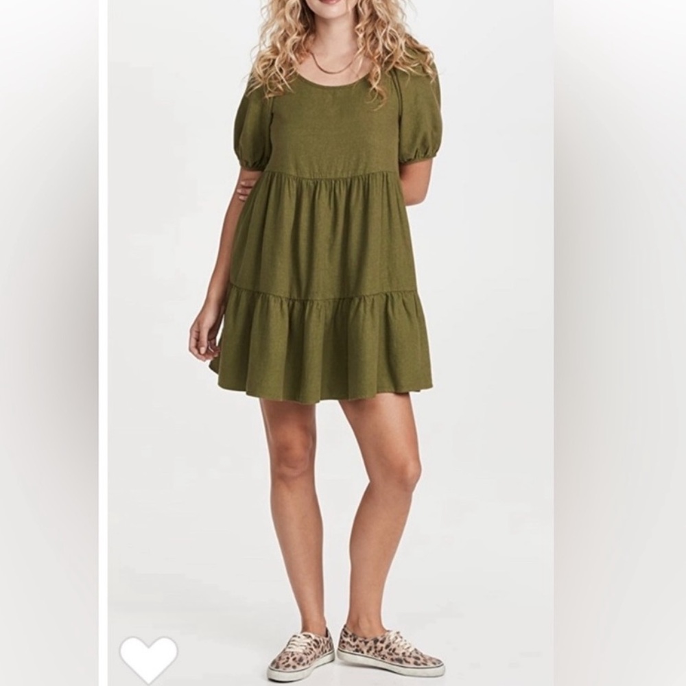 Madewell Olive Green Spring Mini Dress (L)